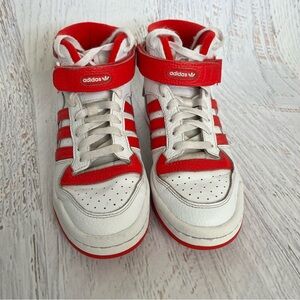 Adidas Forum Mid Big Kids Red and White High-Top Sneakers